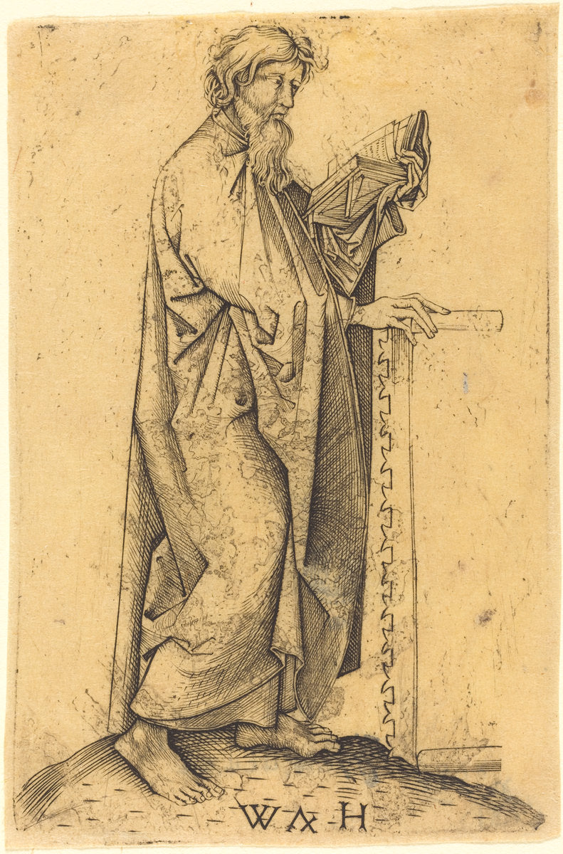 The Apostle Simon by Master WH after Martin Schongauer (German, active fourth quarter 15th century), 16X12"(A3)Poster Print