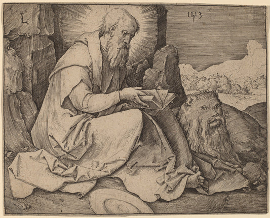 Saint Jerome in a Landscape by Lucas van Leyden (Netherlandish, 1489/1494 - 1533), 16X12"(A3)Poster Print