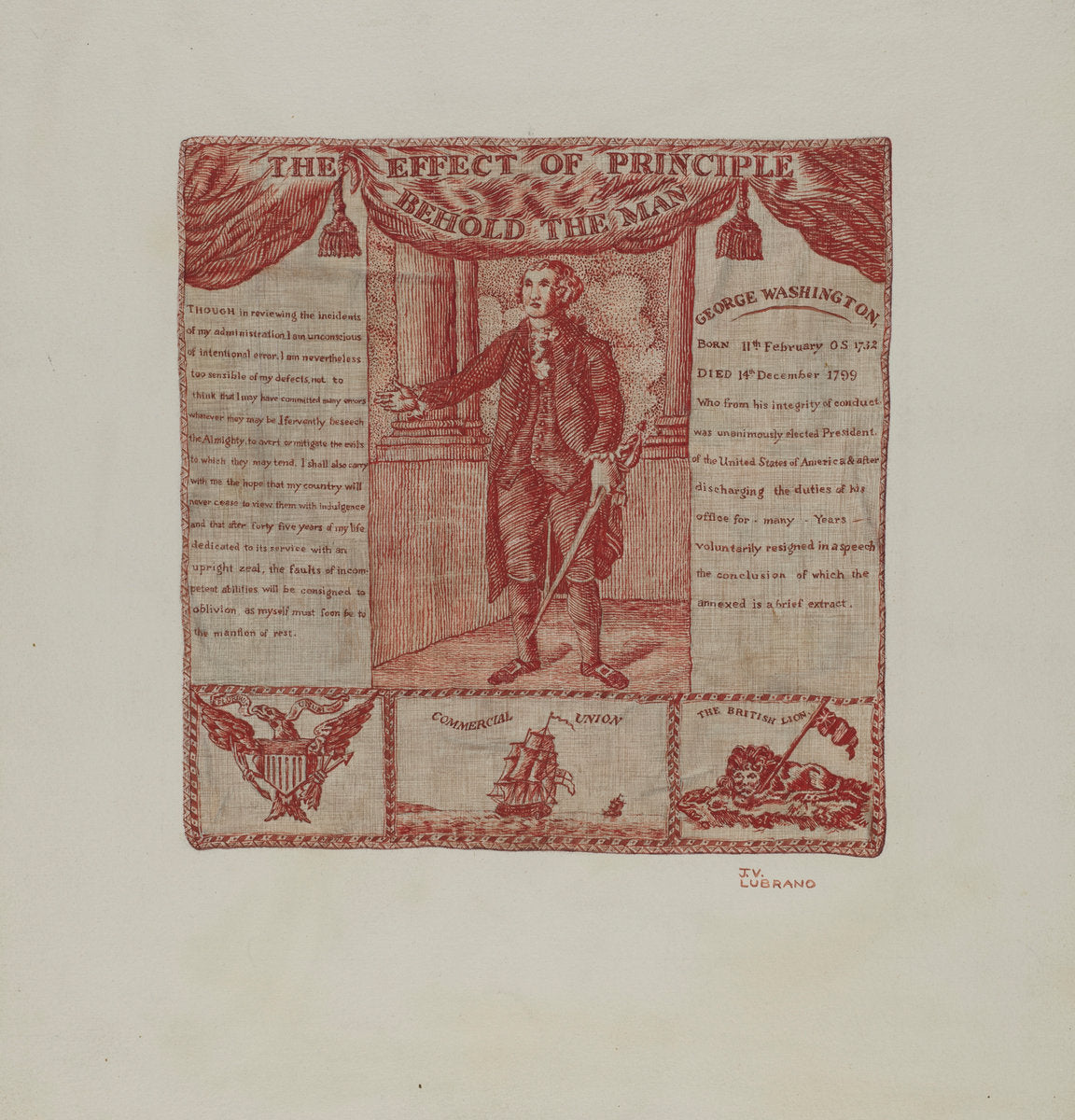 Printed Textile of George Washington by Joseph Lubrano (American, active c. 1935), 16X12"(A3)Poster Print