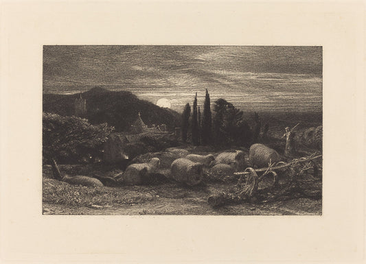 The Rising Moon, or An English Pastoral by Samuel Palmer (British, 1805 - 1881), 16X12"(A3)Poster Print