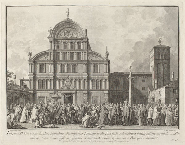 Visit of the Doge to San Zaccaria on Easter Day by Giovanni Battista Brustolon after Canaletto (Italian, 1712 - 1796), 16X12"(A3)Poster Print