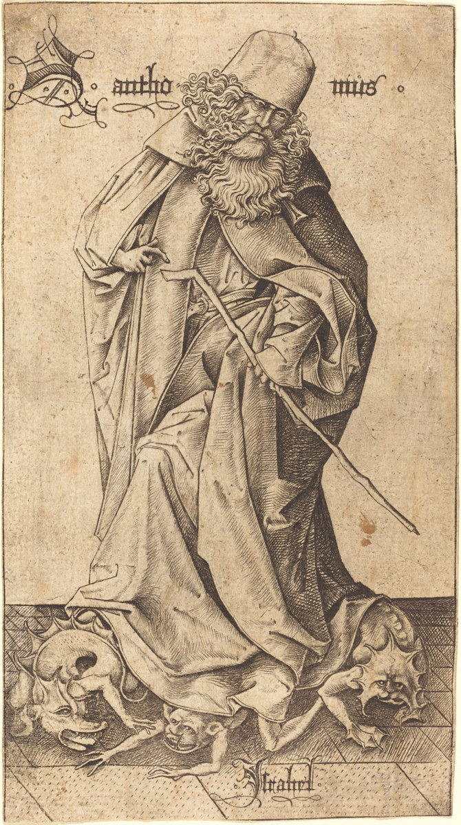 Saint Anthony by Israhel van Meckenem (German, c. 1445 - 1503), 16X12"(A3)Poster Print