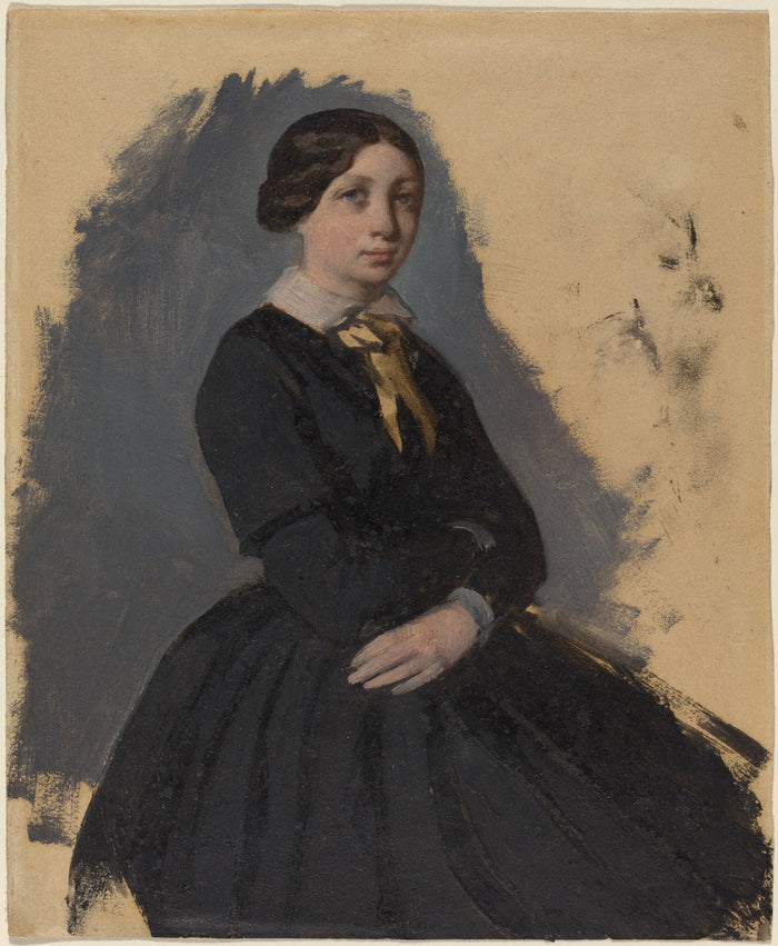 Young Woman in Black by Edgar Degas (French, 1834 - 1917), 16X12