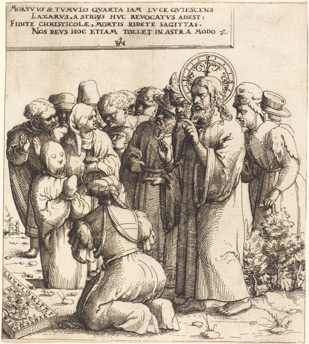 The Raising of Lazarus by Augustin Hirschvogel (German, 1503 - 1553), 16X12"(A3)Poster Print