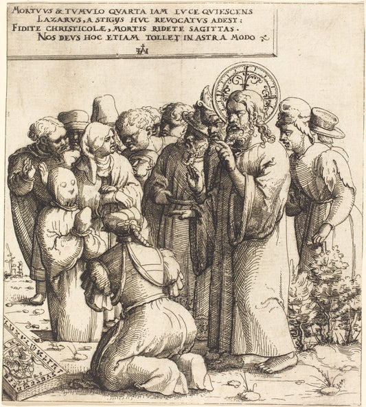 The Raising of Lazarus by Augustin Hirschvogel (German, 1503 - 1553), 16X12"(A3)Poster Print