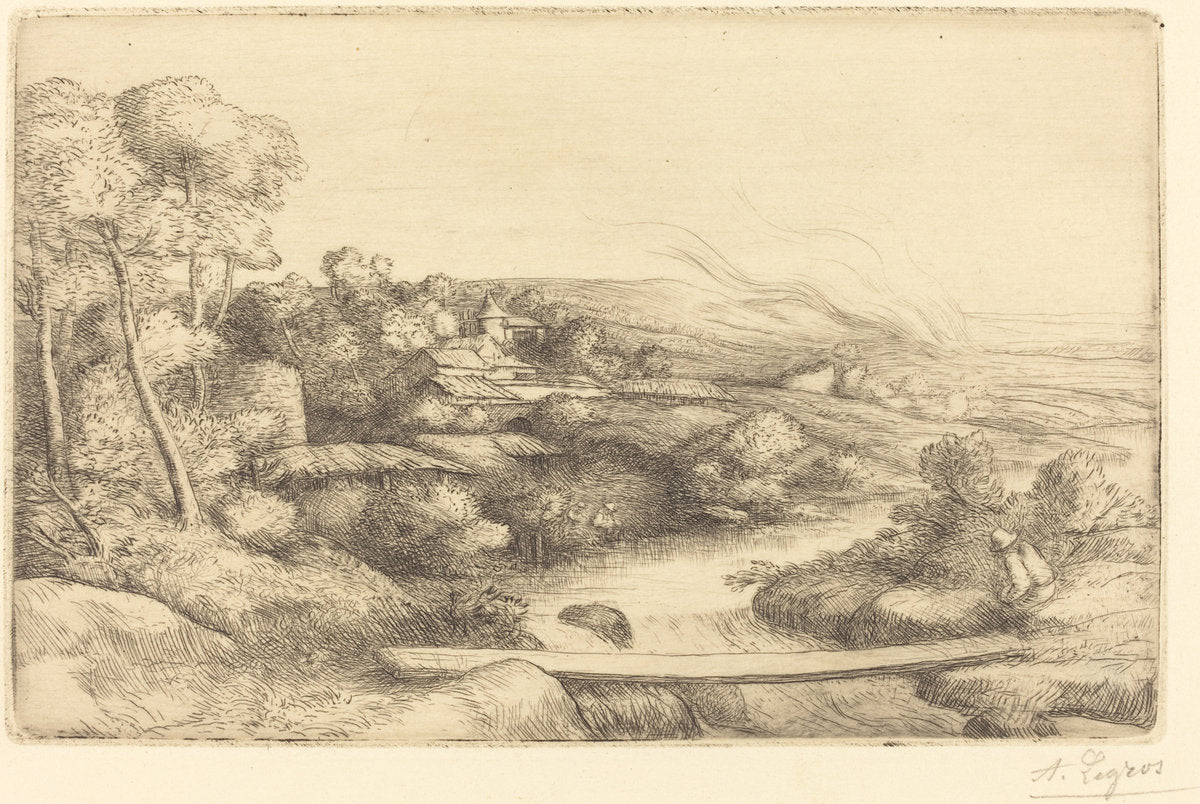 Footbridge (La passerelle) by Alphonse Legros (French, 1837 - 1911), 16X12"(A3)Poster Print