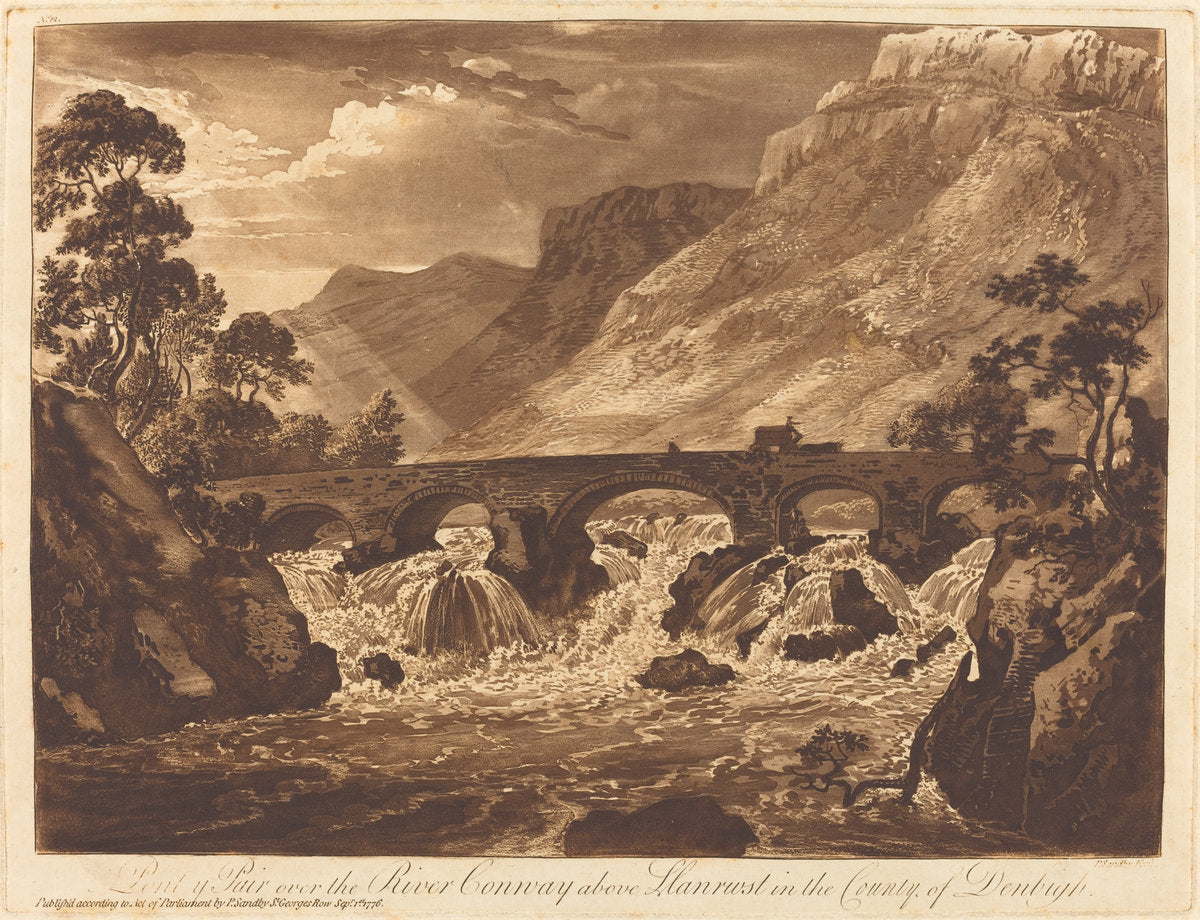Pont-y-Pair over the River Conway above Llanrwst in the County of Denbigh by Paul Sandby (British, 1731 - 1809), 16X12"(A3)Poster Print