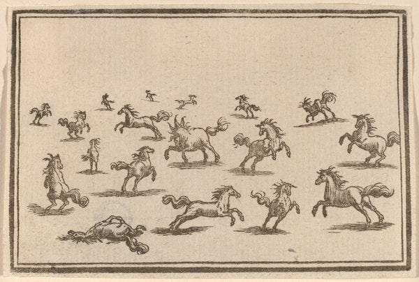 Horses Running by Edouard Eckman after Jacques Callot (Flemish, born c. 1600), 16X12"(A3)Poster Print