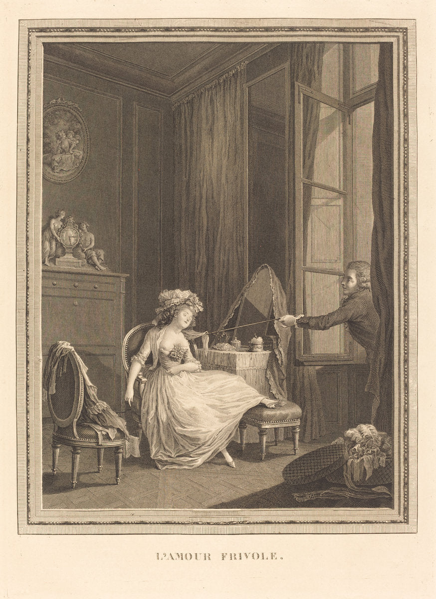 L'amour frivole by Jacques-Firmin Beauvarlet after Pierre-Antoine Baudouin (French, 1731 - 1797), 16X12"(A3)Poster Print