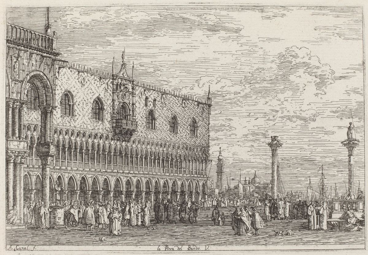 La Piera del Bando. V. by Canaletto (Italian, 1697 - 1768), 16X12"(A3)Poster Print