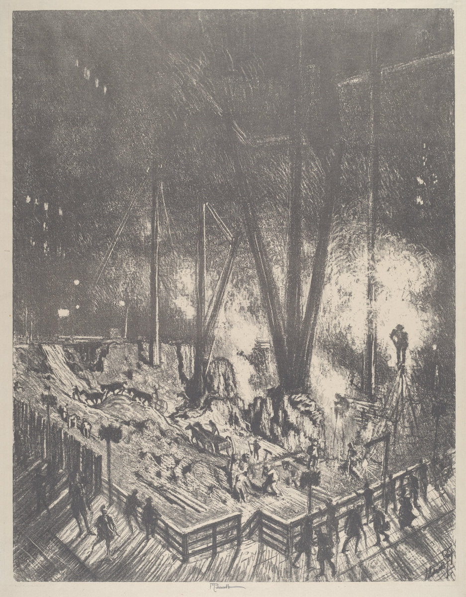 The Foundations, Building a Skyscraper by Joseph Pennell (American, 1857 - 1926), 16X12"(A3)Poster Print