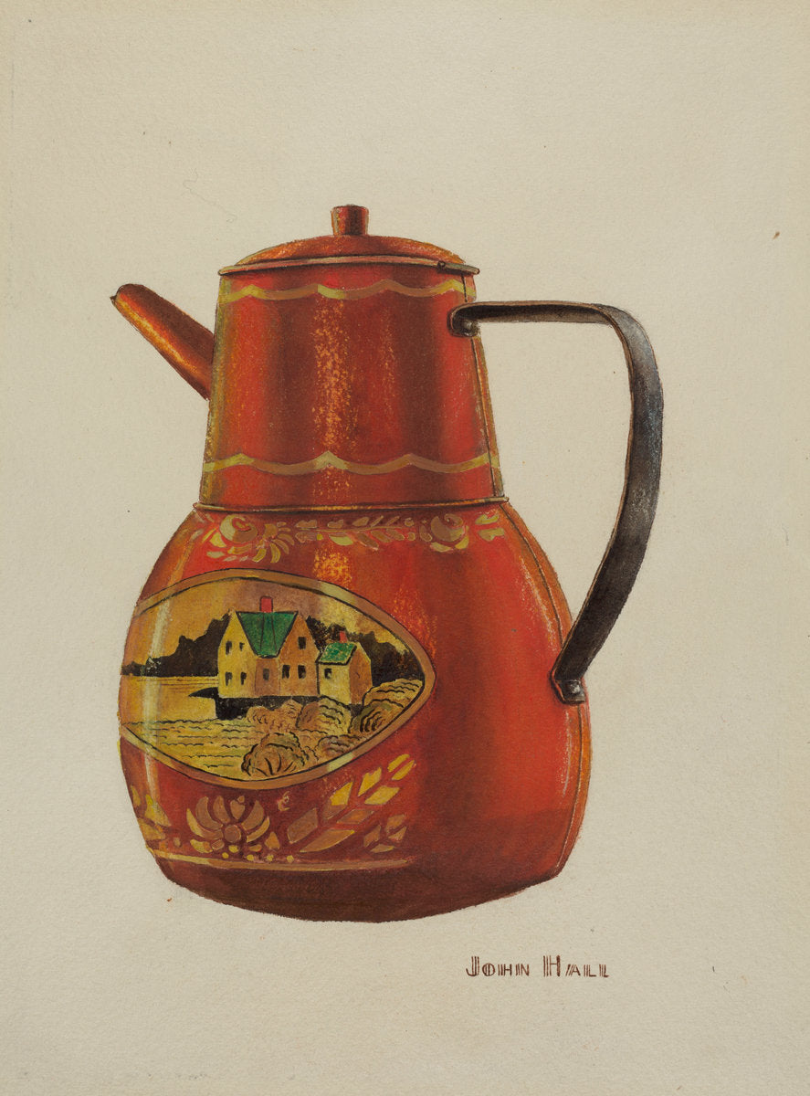 Toleware Teapot by John Hall (American, active c. 1935), 16X12"(A3)Poster Print