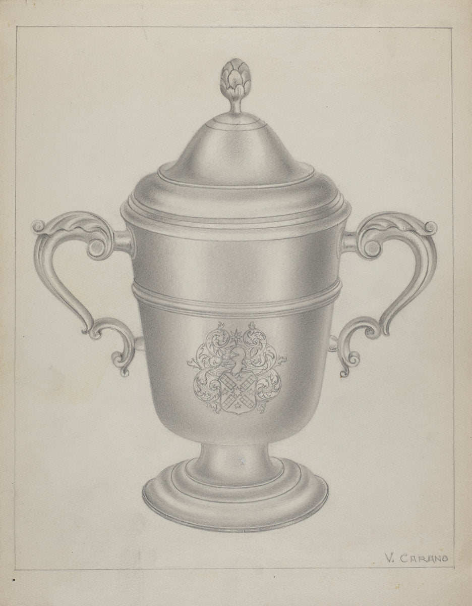 Silver Cup with Cover by Vincent Carano (American, active c. 1935), 16X12"(A3)Poster Print
