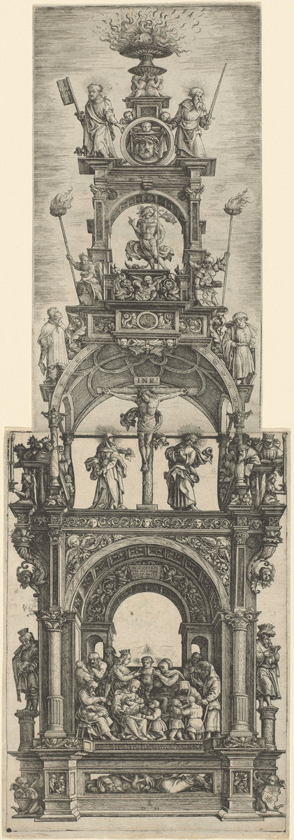 Triumphal Altar with Stages in the Life of Christ by Daniel Hopfer (German, c. 1470 - 1536), 16X12"(A3)Poster Print