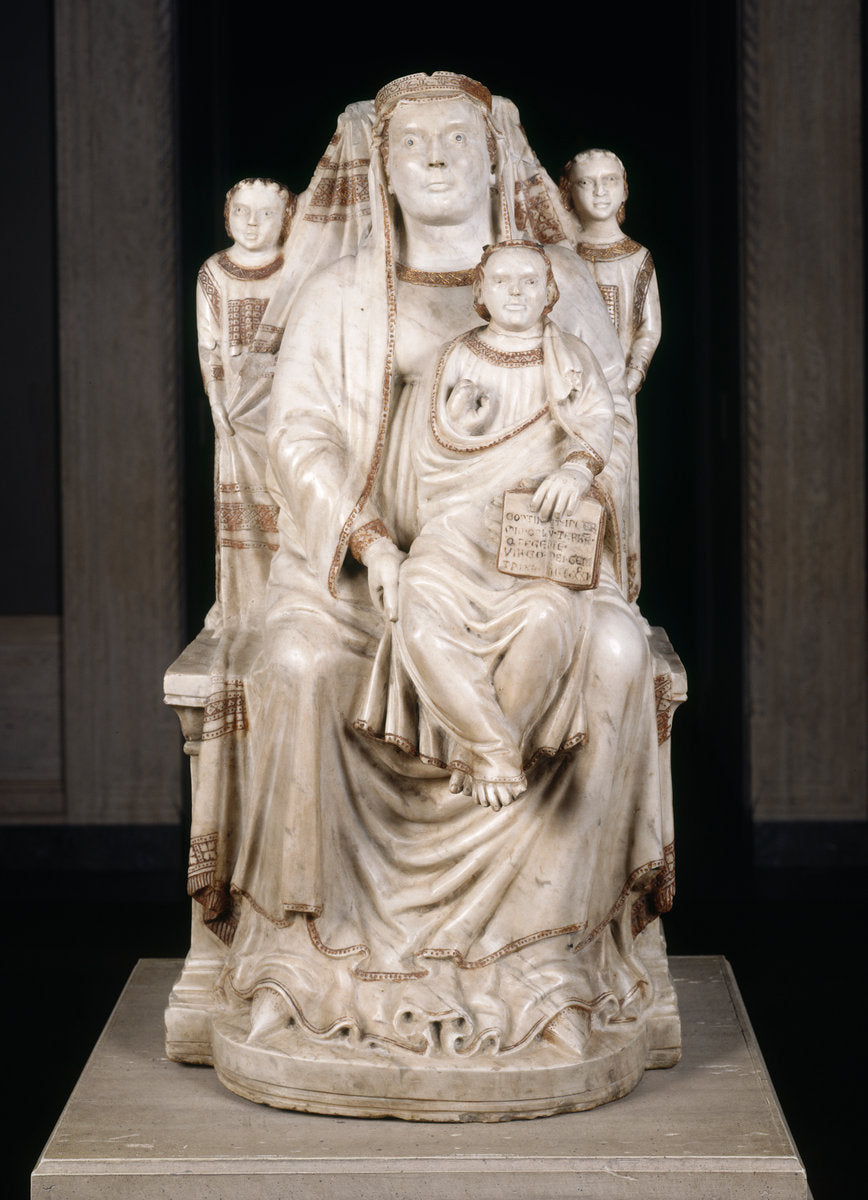 1321 by Verona 14th Century (Madonna and Child with Two Angels), 16X12"(A3)Poster Print