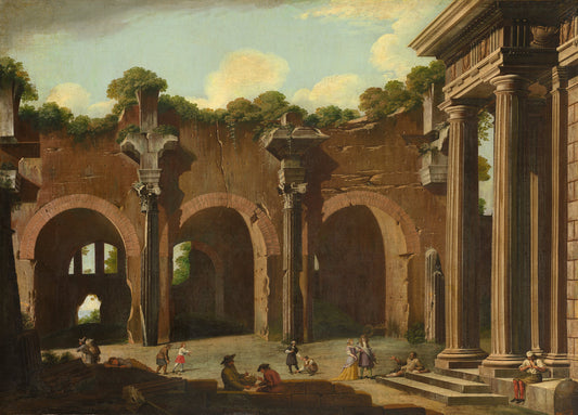 The Basilica of Constantine with a Doric Colonnade by Niccolô Codazzi (Italian, 1642 - 1693), 16X12"(A3)Poster Print