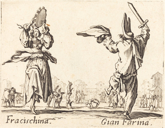 Fracischina and Gian Farina by Jacques Callot (French, 1592 - 1635), 16X12"(A3)Poster Print