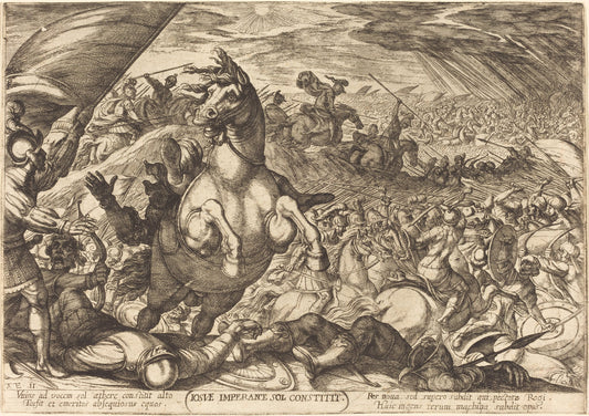 Joshua Ordering the Sun to Stop by Antonio Tempesta (Florentine, 1555 - 1630), 16X12"(A3)Poster Print
