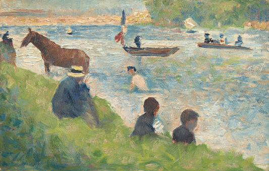 Horse and Boats (Study for "Bathers at Asnières") by Georges Seurat (French, 1859 - 1891), 16X12"(A3)Poster Print