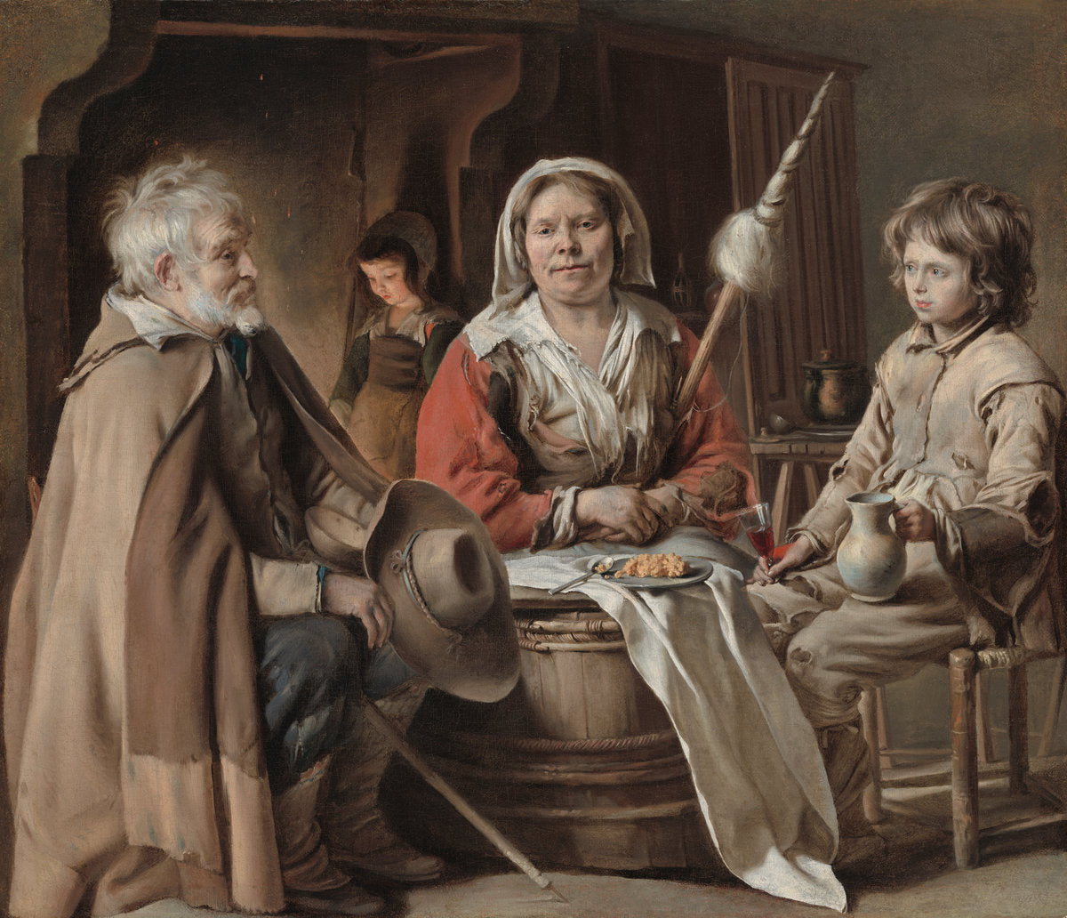 Peasant Interior by Louis Le Nain (French, c. 1600/1603 - 1648), 16X12"(A3)Poster Print