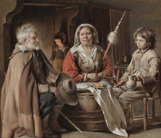 Peasant Interior by Louis Le Nain (French, c. 1600/1603 - 1648), 16X12"(A3)Poster Print