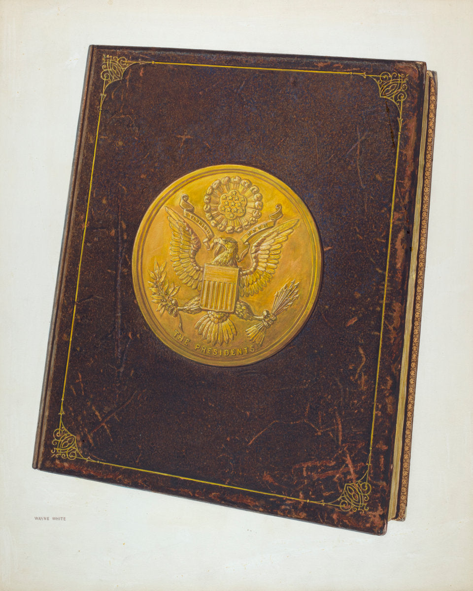 Book with U.S. Seal on Cover by Wayne White (American, 1890 - 1978), 16X12"(A3)Poster Print