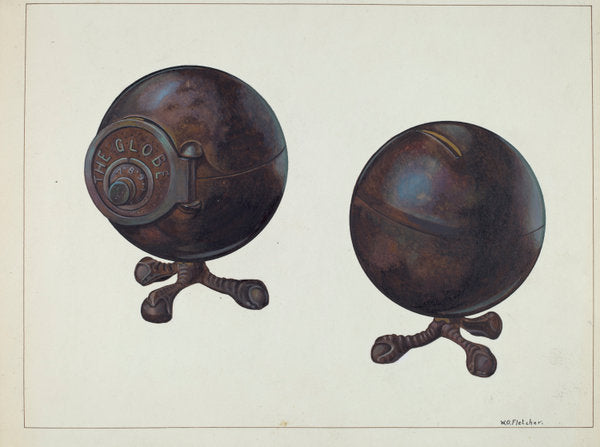 The Globe Coin Bank by William O. Fletcher (American, active c. 1935), 16X12"(A3)Poster Print