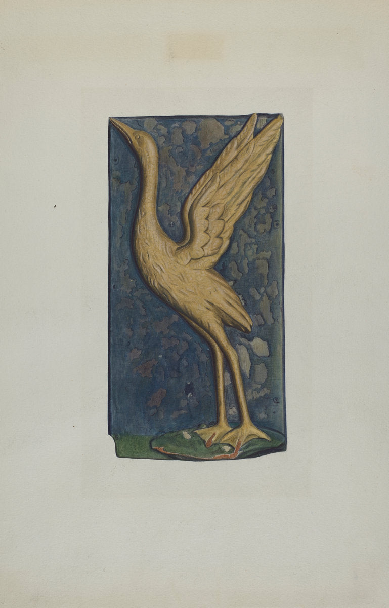 Carved Stork by Betty Fuerst (American, active c. 1935), 16X12"(A3)Poster Print