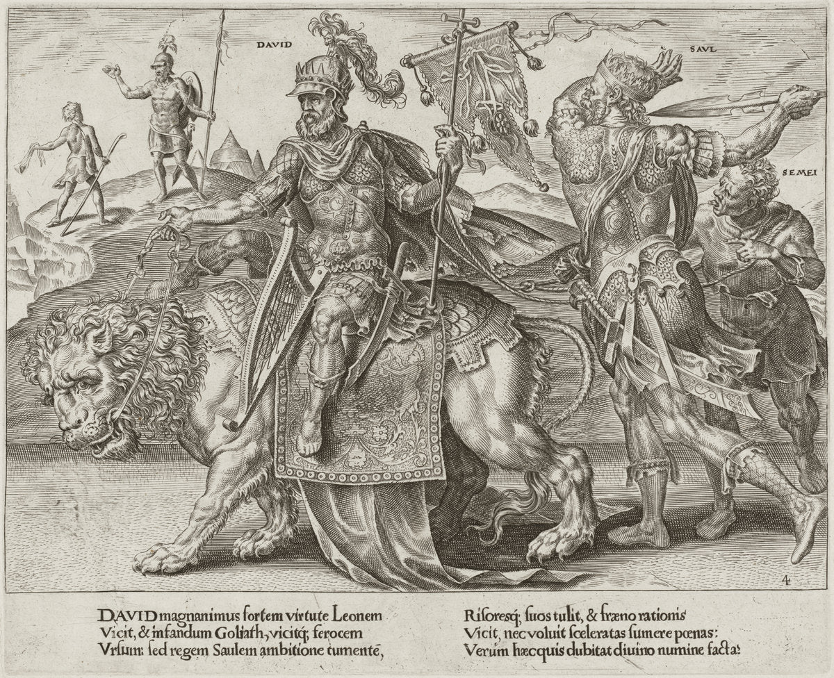 The Triumph of David by Dirck Volckertz Coornhert after Maerten van Heemskerck (Netherlandish, 1522 - 1590), 16X12"(A3)Poster Print