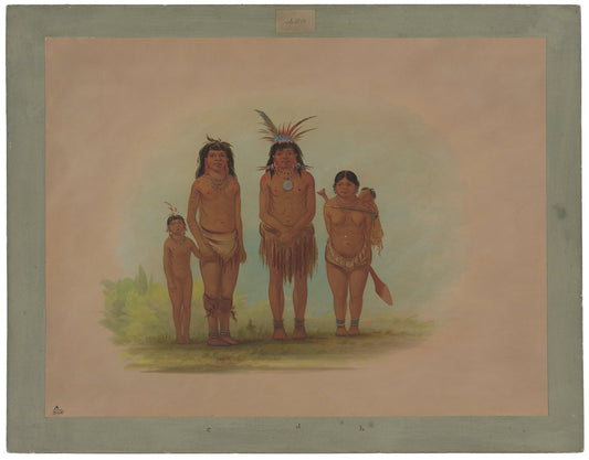 Four Sepibo Indians by George Catlin (American, 1796 - 1872), 16X12"(A3)Poster Print