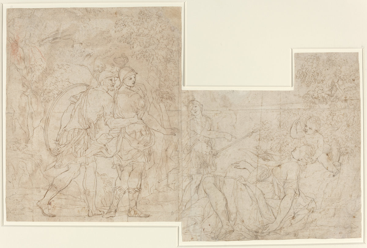 Three Soldiers Discovering a Sleeping Woman by Nicolas-Raymond de La Fage (French, 1656 - 1690), 16X12"(A3)Poster Print