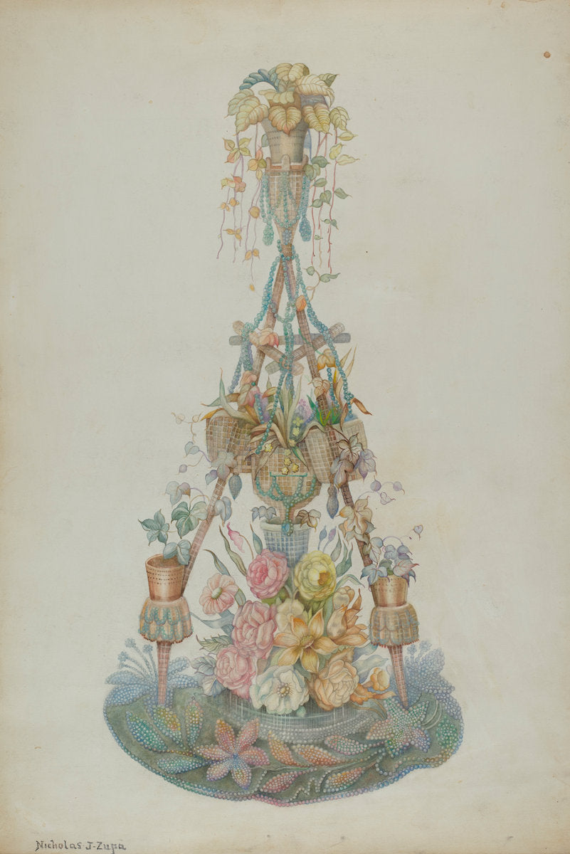 Parlor Flower Stand by Nicholas Zupa (American, active c. 1935), 16X12"(A3)Poster Print