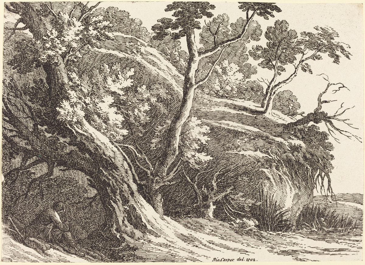 Landscape with Large Trees by Richard Cooper II (British, 1740 - after 1814), 16X12"(A3)Poster Print