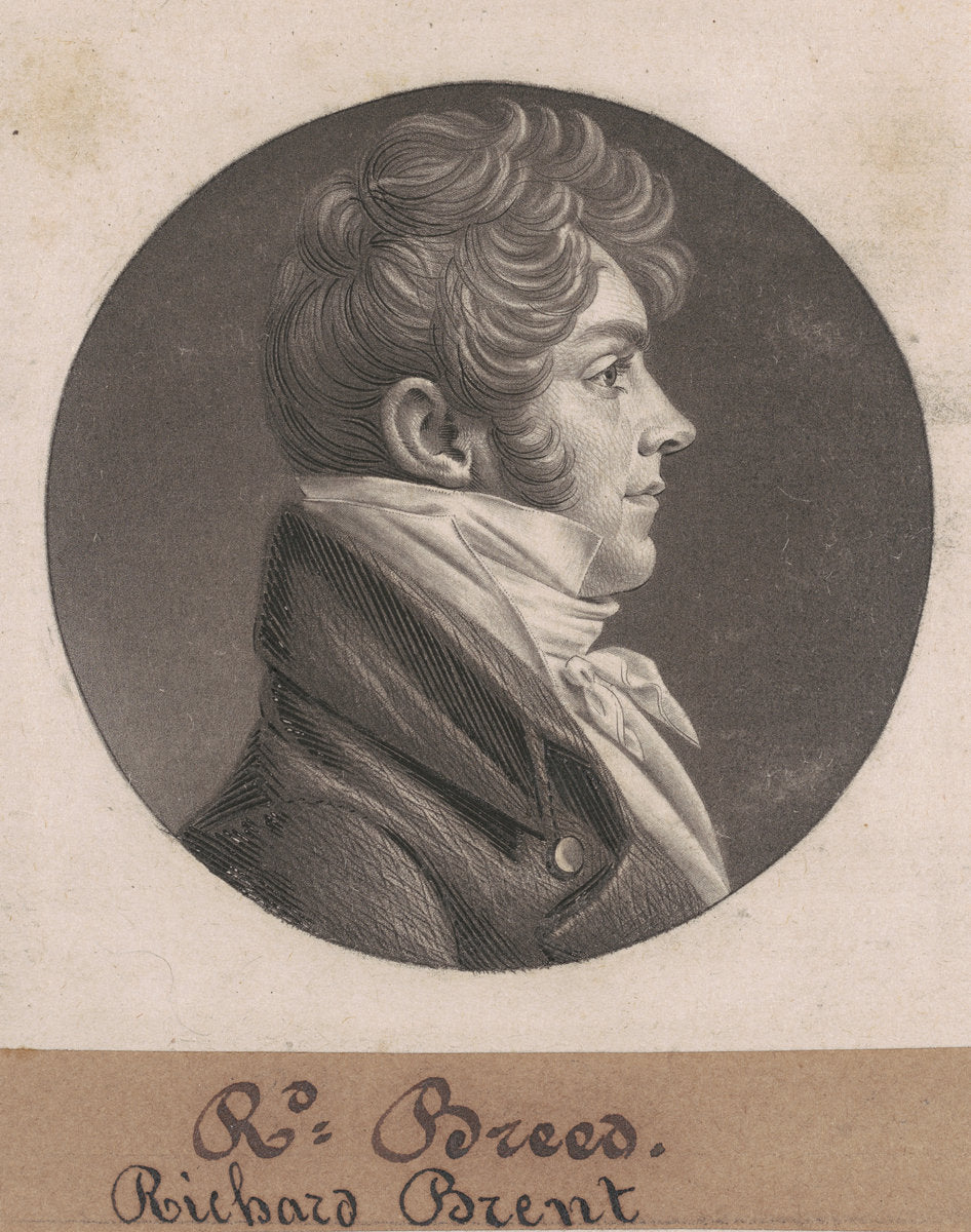 Richard Brent by Charles B.J. Févret de Saint-Mémin (French, 1770 - 1852), 16X12"(A3)Poster Print