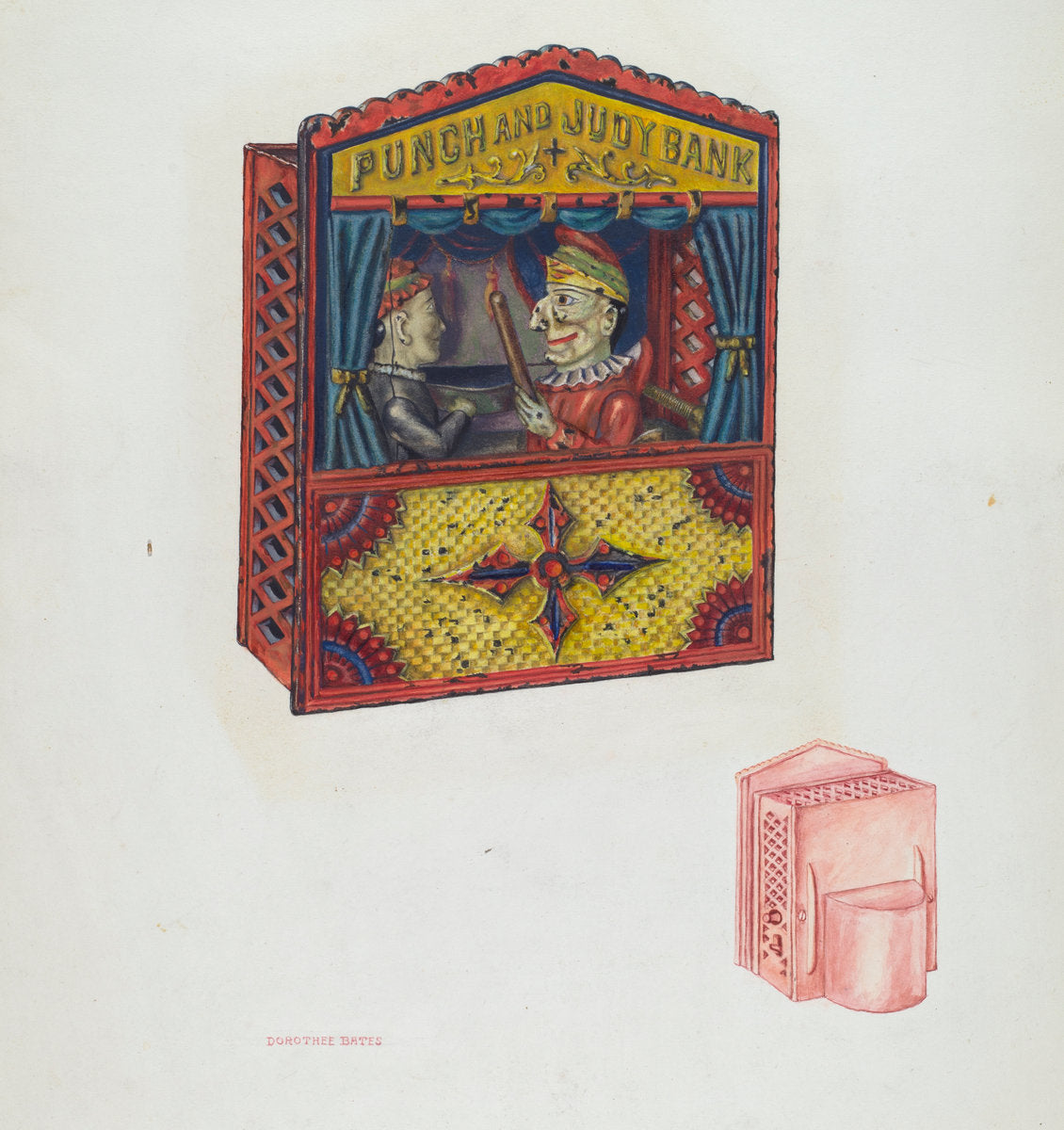 Mechanical Bank: Punch and Judy by Dorothea Bates (American, active c. 1935), 16X12"(A3)Poster Print