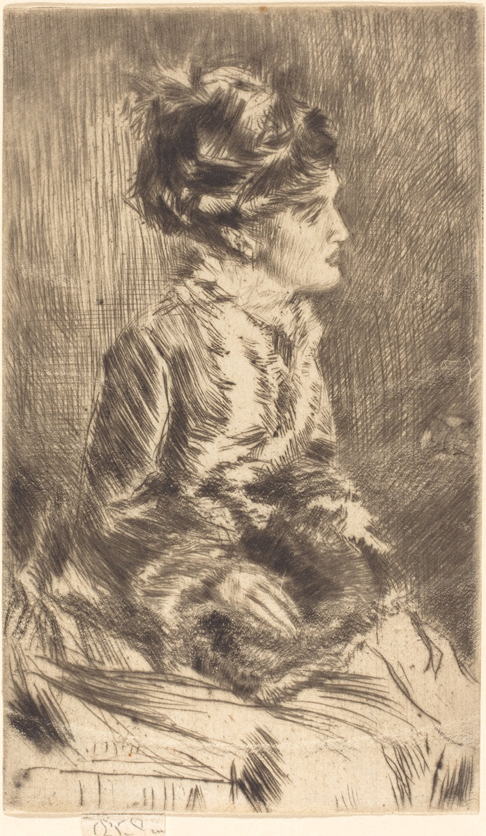 The Muff by James McNeill Whistler (American, 1834 - 1903), 16X12"(A3)Poster Print