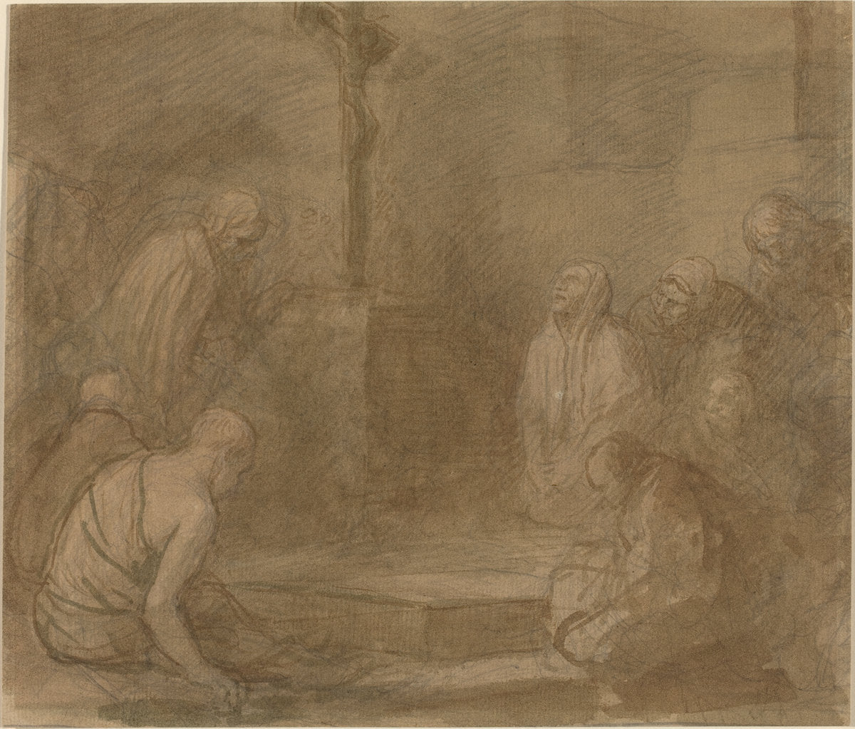 At the Foot of the Cross by Alphonse Legros (French, 1837 - 1911), 16X12"(A3)Poster Print