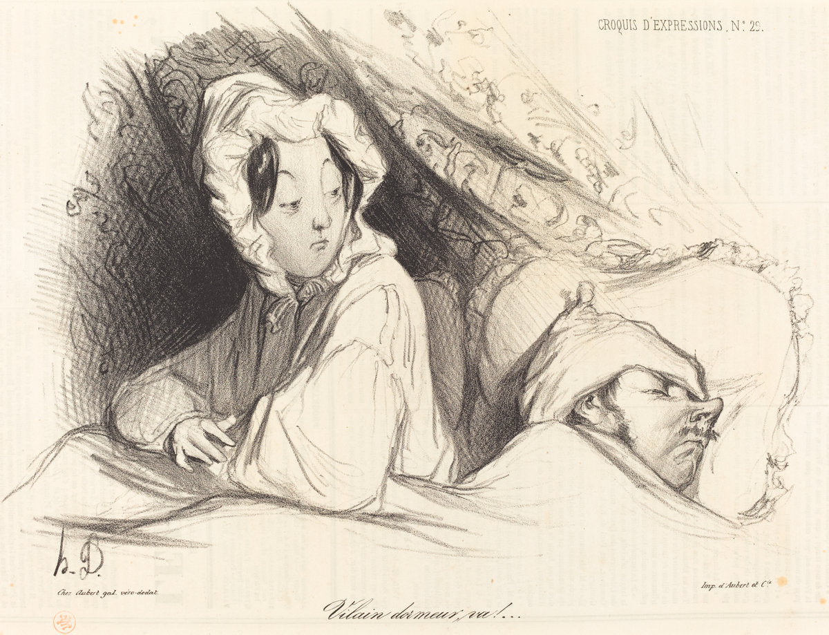 Vilain dormeur, va! by Honoré Daumier (French, 1808 - 1879), 16X12"(A3)Poster Print