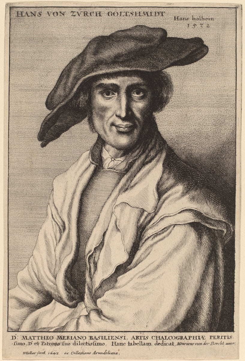 Hans von Zurch, Goldsmith by Wenceslaus Hollar after Hans Holbein the Younger (Bohemian, 1607 - 1677), 16X12"(A3)Poster Print