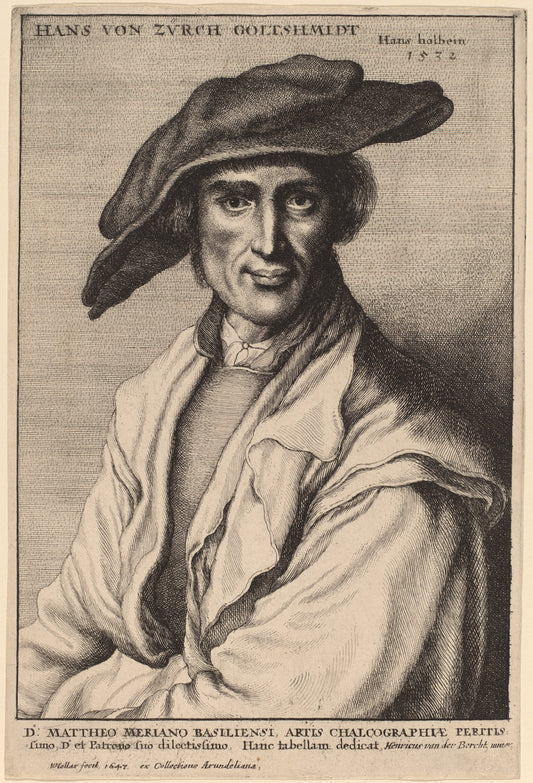 Hans von Zurch, Goldsmith by Wenceslaus Hollar after Hans Holbein the Younger (Bohemian, 1607 - 1677), 16X12"(A3)Poster Print