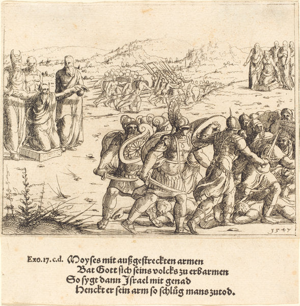 Moses with Outstretched Arms by Augustin Hirschvogel (German, 1503 - 1553), 16X12"(A3)Poster Print