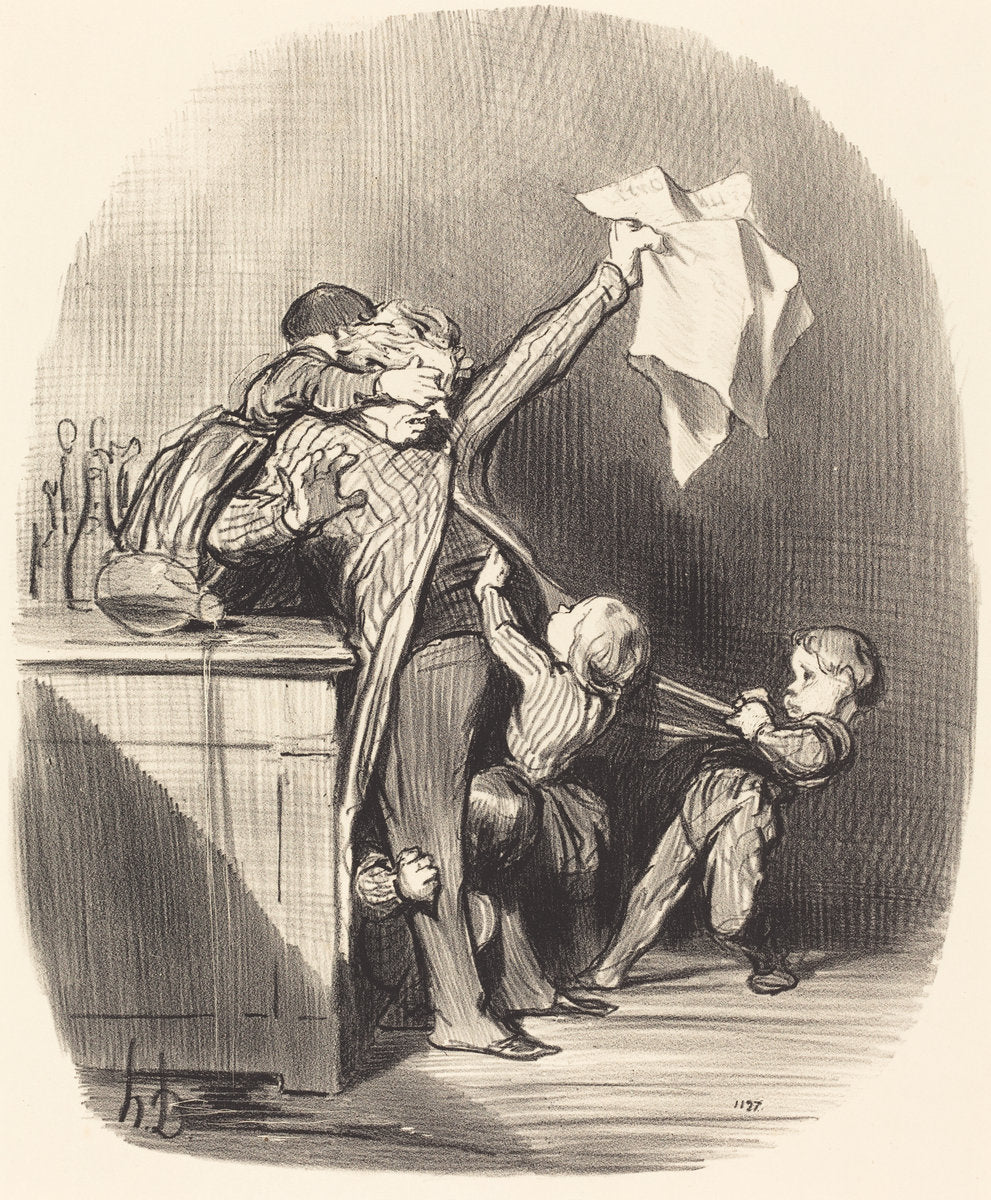 Plaisirs de la paternité by Honoré Daumier (French, 1808 - 1879), 16X12"(A3)Poster Print