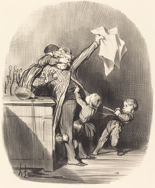 Plaisirs de la paternité by Honoré Daumier (French, 1808 - 1879), 16X12"(A3)Poster Print