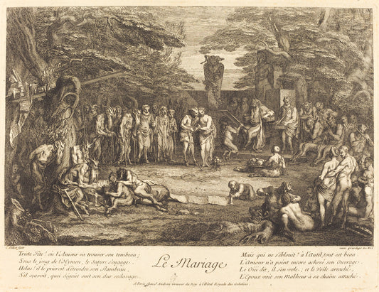 Le Mariage (Marriage) by Claude Gillot (French, 1673 - 1722), 16X12"(A3)Poster Print