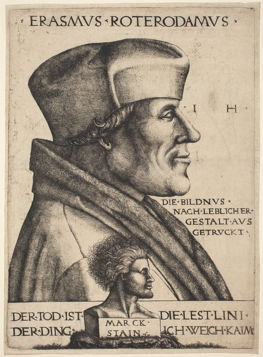 Erasmus of Rotterdam by Hieronymus Hopfer (German, active c. 1520 - 1550 or after), 16X12"(A3)Poster Print