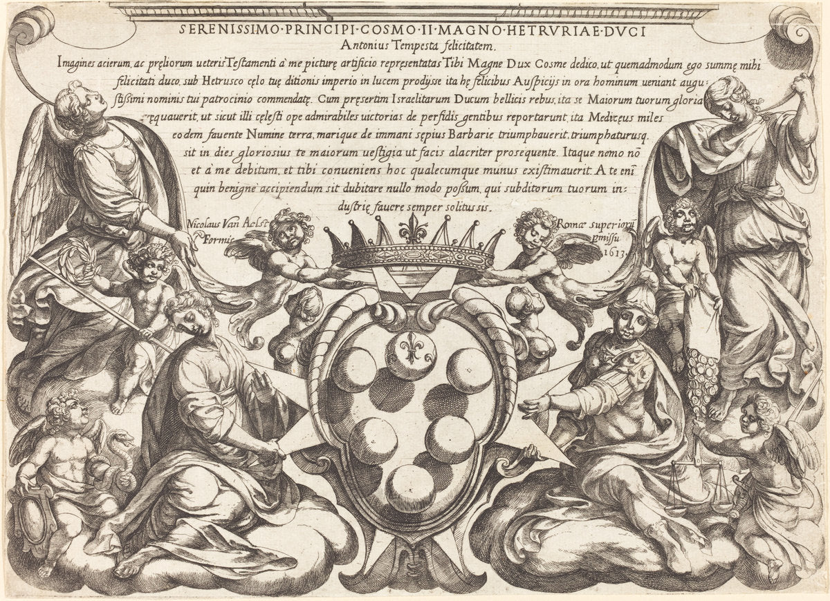 Frontispiece by Antonio Tempesta (Florentine, 1555 - 1630), 16X12"(A3)Poster Print
