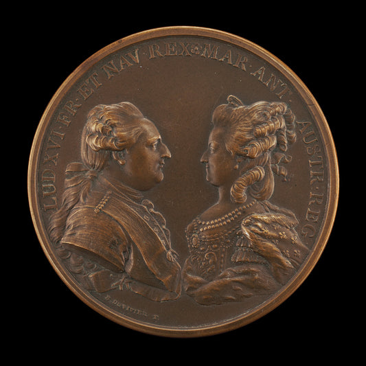 Louis XVI, 1754-1793, and Marie-Antoinette, 1755-1793, King and Queen of France 1774 [obverse] by Benjamin Duvivier (French, 1730 - 1819), 16X12"(A3)Poster Print