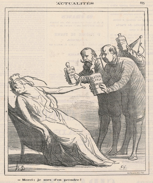 Merci, je sors d'en prendre by Honoré Daumier (French, 1808 - 1879), 16X12"(A3)Poster Print