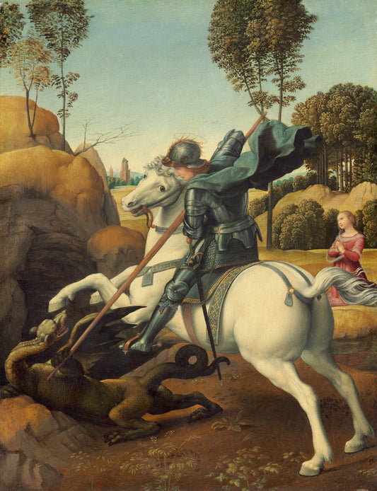 Saint George and the Dragon by Raphael (Marchigian, 1483 - 1520), 16X12"(A3)Poster Print