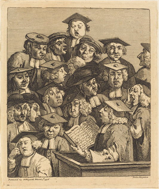 Scholars at a Lecture by William Hogarth (English, 1697 - 1764), 16X12"(A3)Poster Print